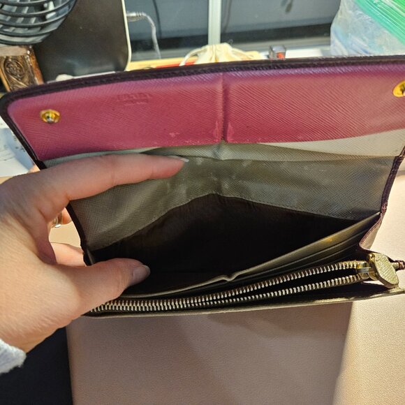 Prada Bordeaux Multicolor Saffiano Leather Wallet - Picture 10 of 16